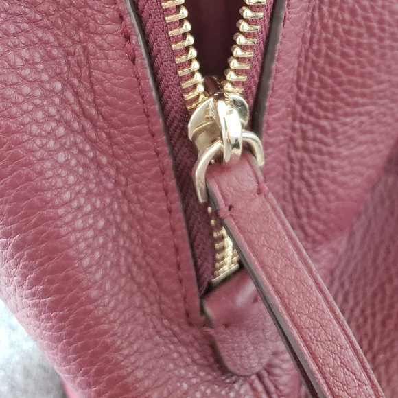 Kate Spade NY Medium Jackson Pebble Leather Cherrywood Red 3 Compartment Satchel - Picture 13 of 16